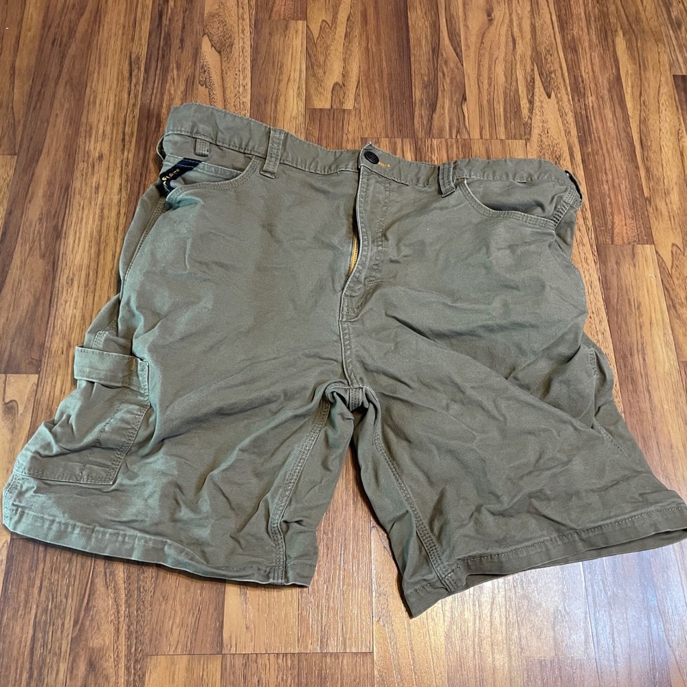 Ariat Rebar M4 Relaxed Work Shorts Mens 38 Olive Green Canvas Carpenter Utility